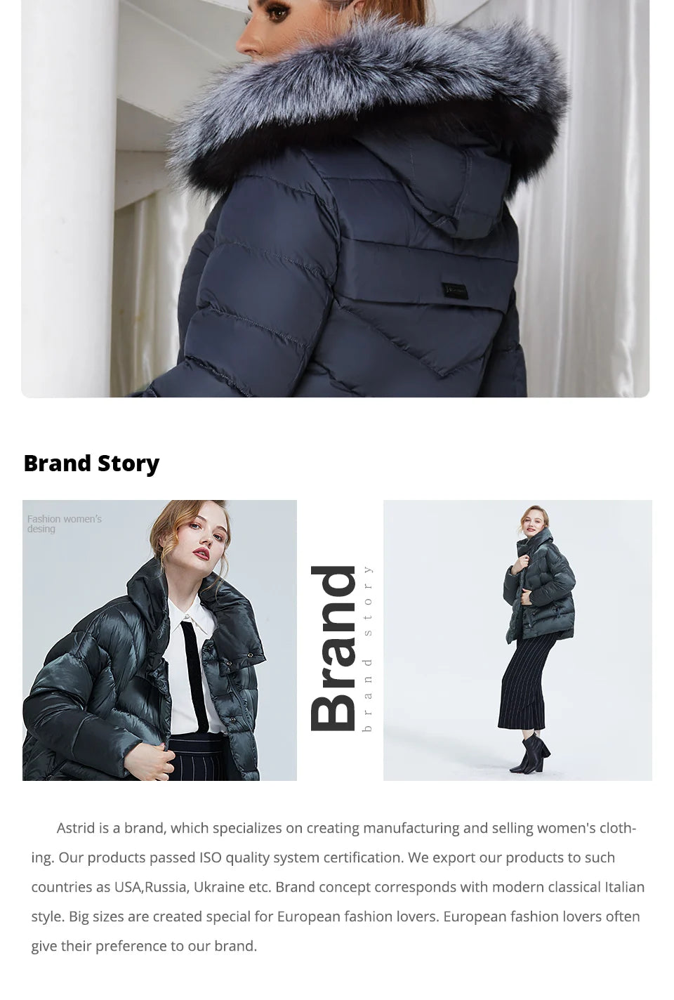 Astrid 2022 Winter New Plus size down jacket women with a fur collar loose clothing outerwear quality women winter coat FR-2160