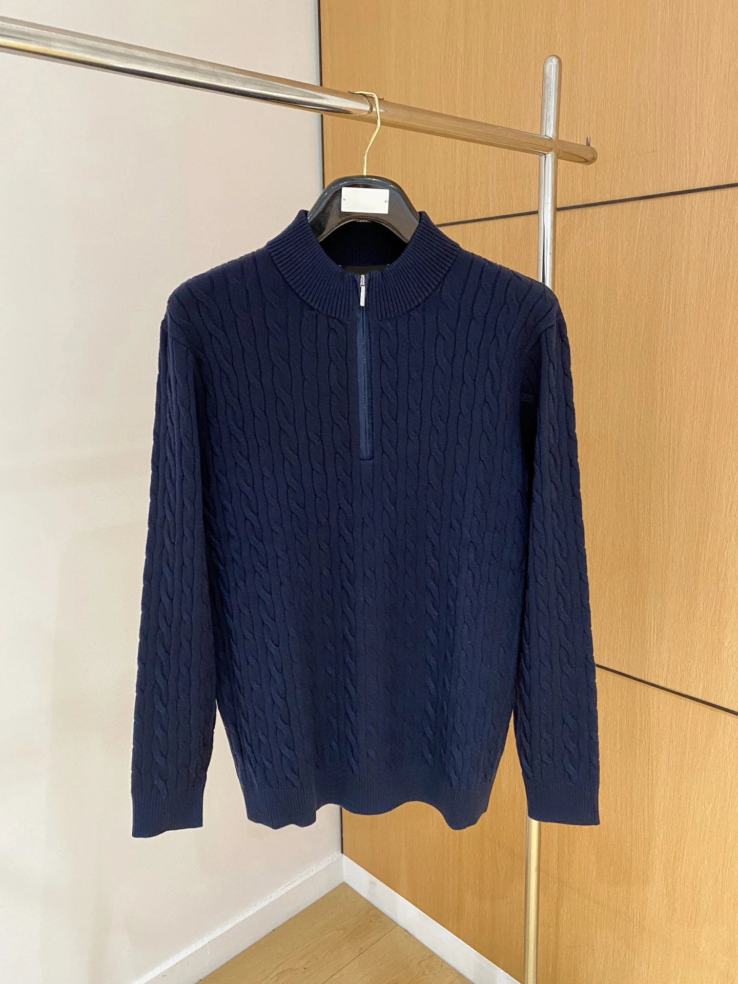 LP Italian Half Turtleneck Zip Knitted Sweater Threaded Men's Sweater