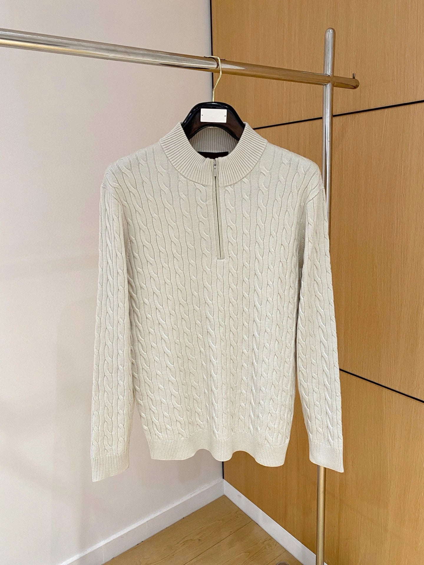 LP Italian Half Turtleneck Zip Knitted Sweater Threaded Men's Sweater