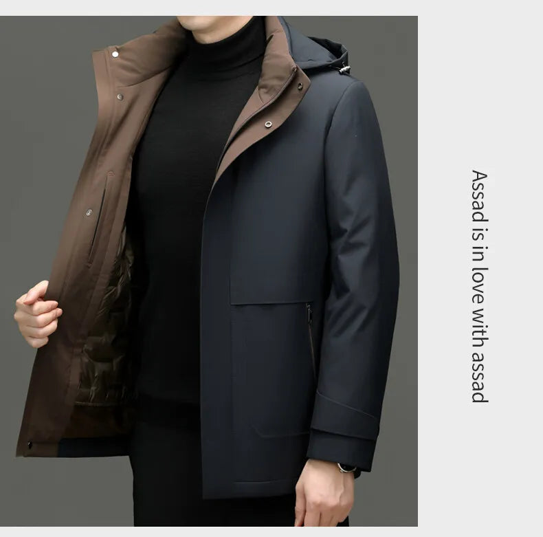 High Quality Men's Hooded Duck Down Jackets Winter Business Casual Windproof Warm Puffer Coat Outwear Thicken Top Parka Clothing