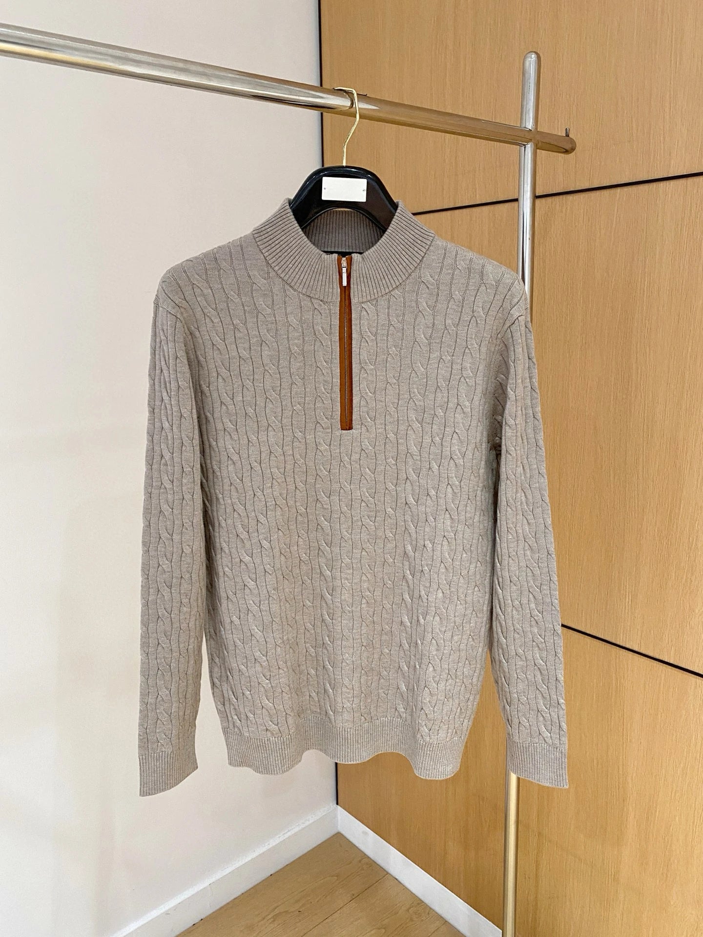 LP Italian Half Turtleneck Zip Knitted Sweater Threaded Men's Sweater