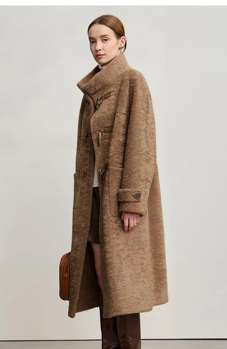 Amii Women's Coat 2025 Winter New Loose Long Half-high Collar Long Sleeves Coat Women Straight Elegant Warm Outerwear 12554010