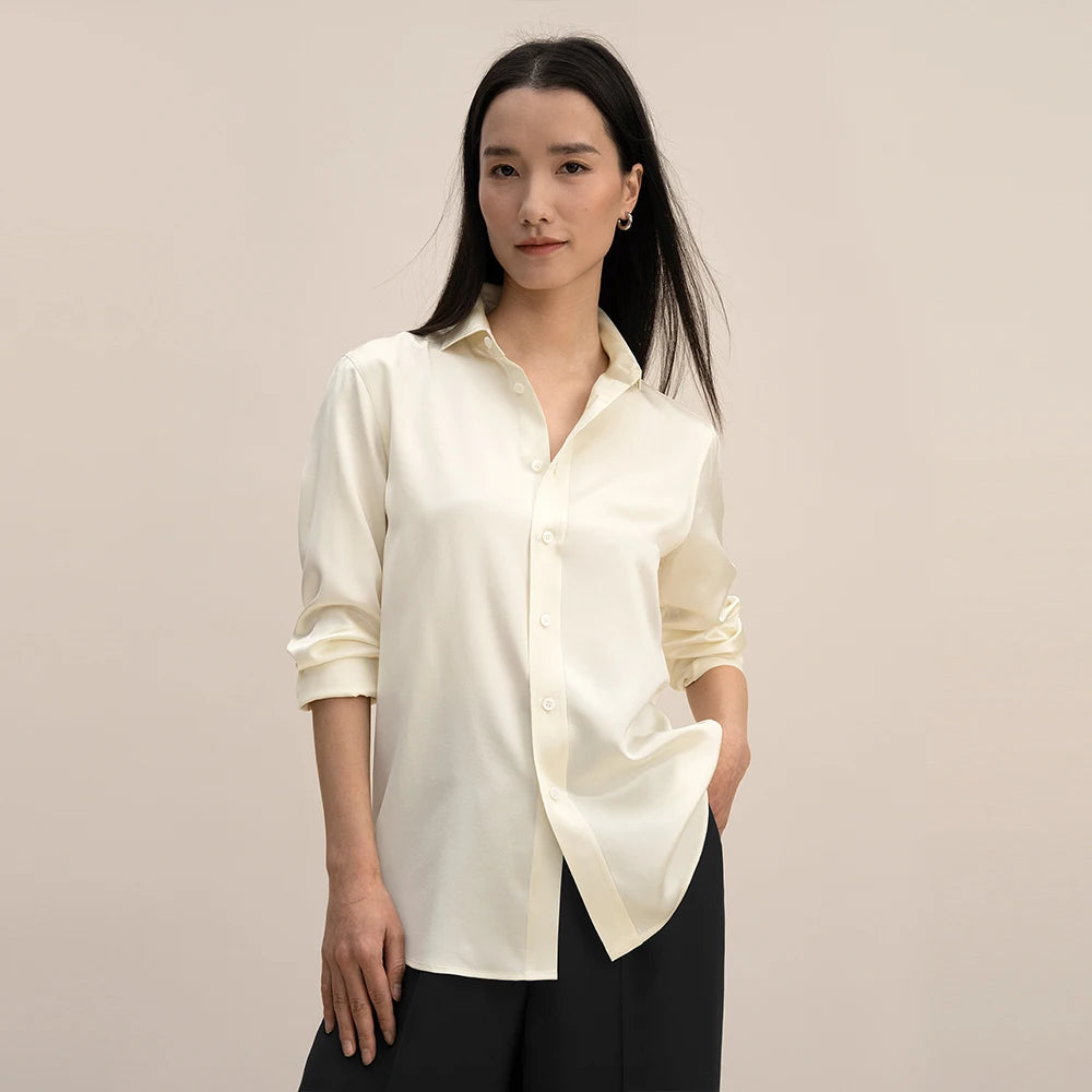 LILYSILK Women's Silk Shirt Ladies Tailored Stand Collar Basic Top Classic Style for Everyday Wear