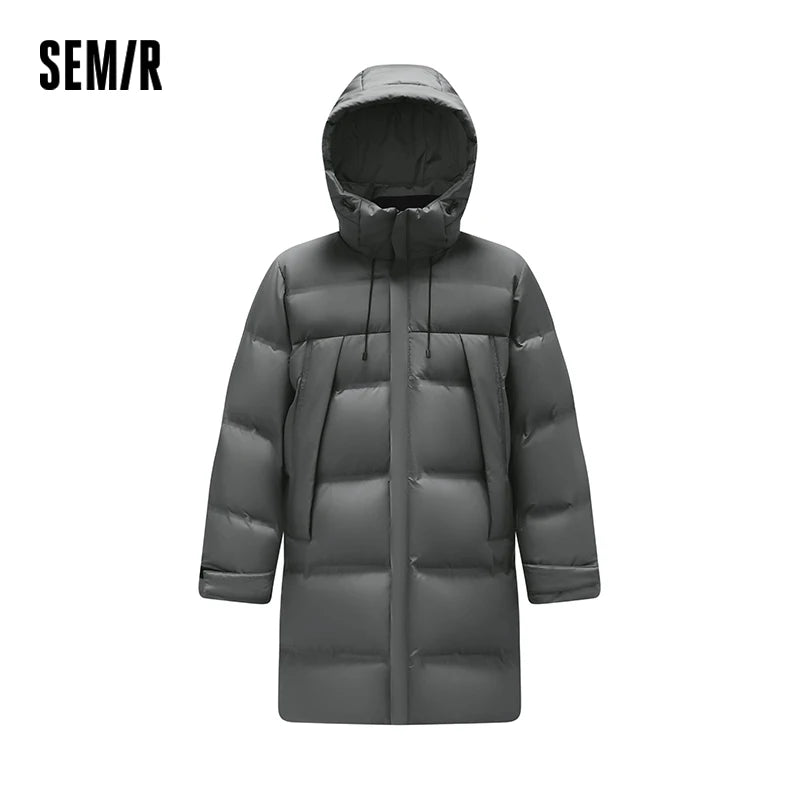 Semir Down Jacket Men Long Hooded Loose Simple Versatile 2025 Winter Man Clothes Winter Outerwear