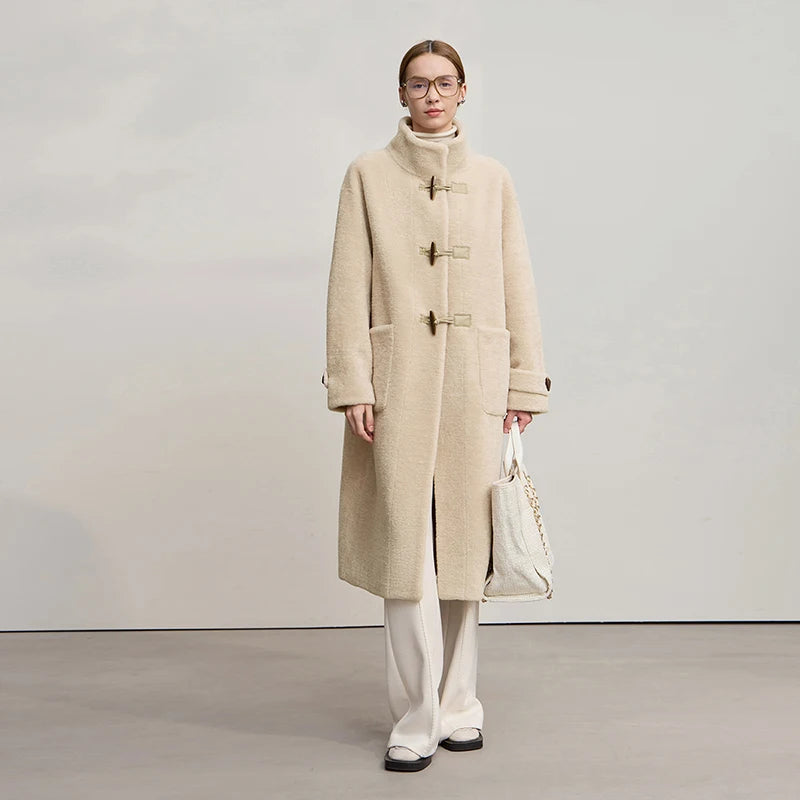 Amii Women's Coat 2025 Winter New Loose Long Half-high Collar Long Sleeves Coat Women Straight Elegant Warm Outerwear 12554010