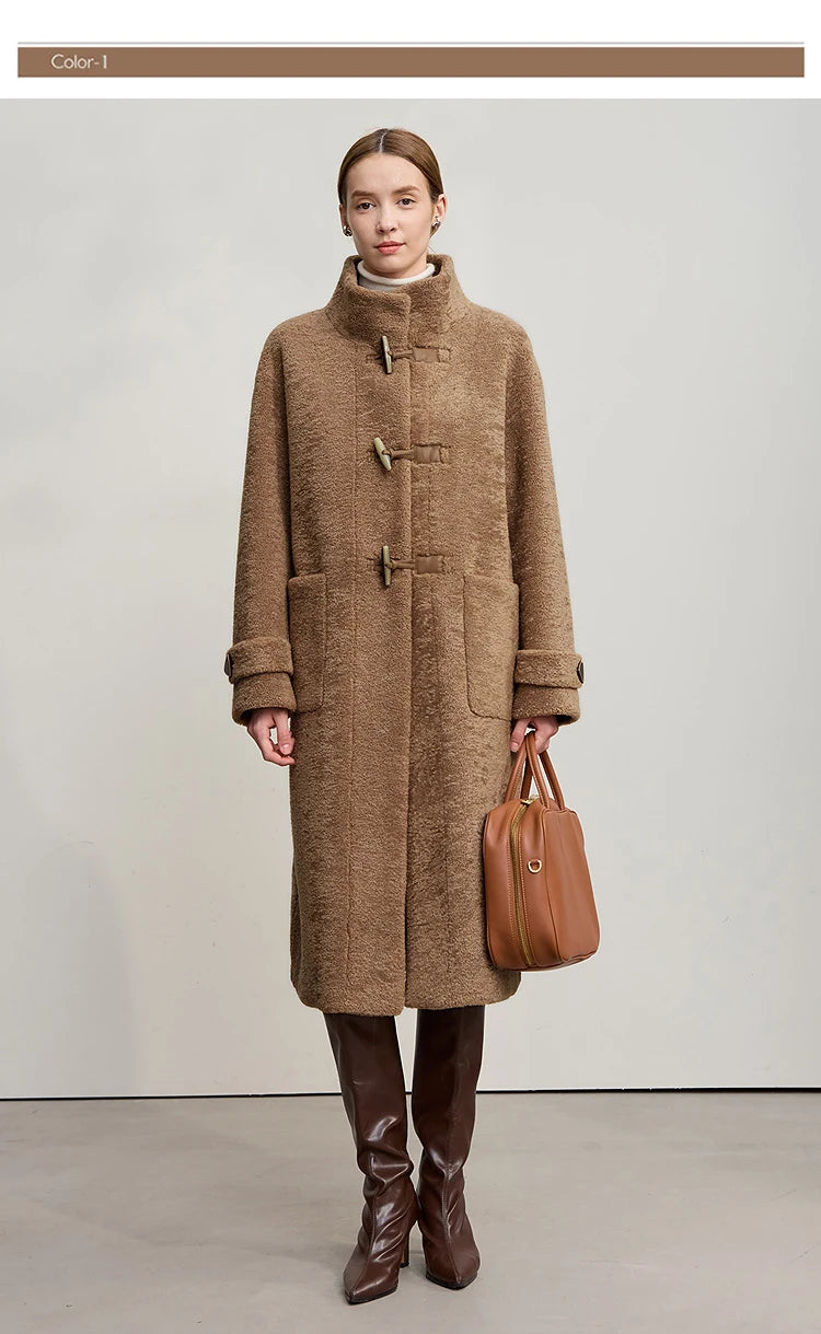 Amii Women's Coat 2025 Winter New Loose Long Half-high Collar Long Sleeves Coat Women Straight Elegant Warm Outerwear 12554010