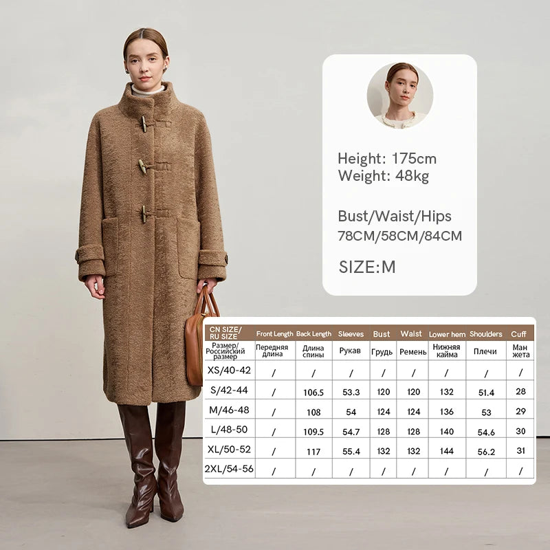 Amii Women's Coat 2025 Winter New Loose Long Half-high Collar Long Sleeves Coat Women Straight Elegant Warm Outerwear 12554010