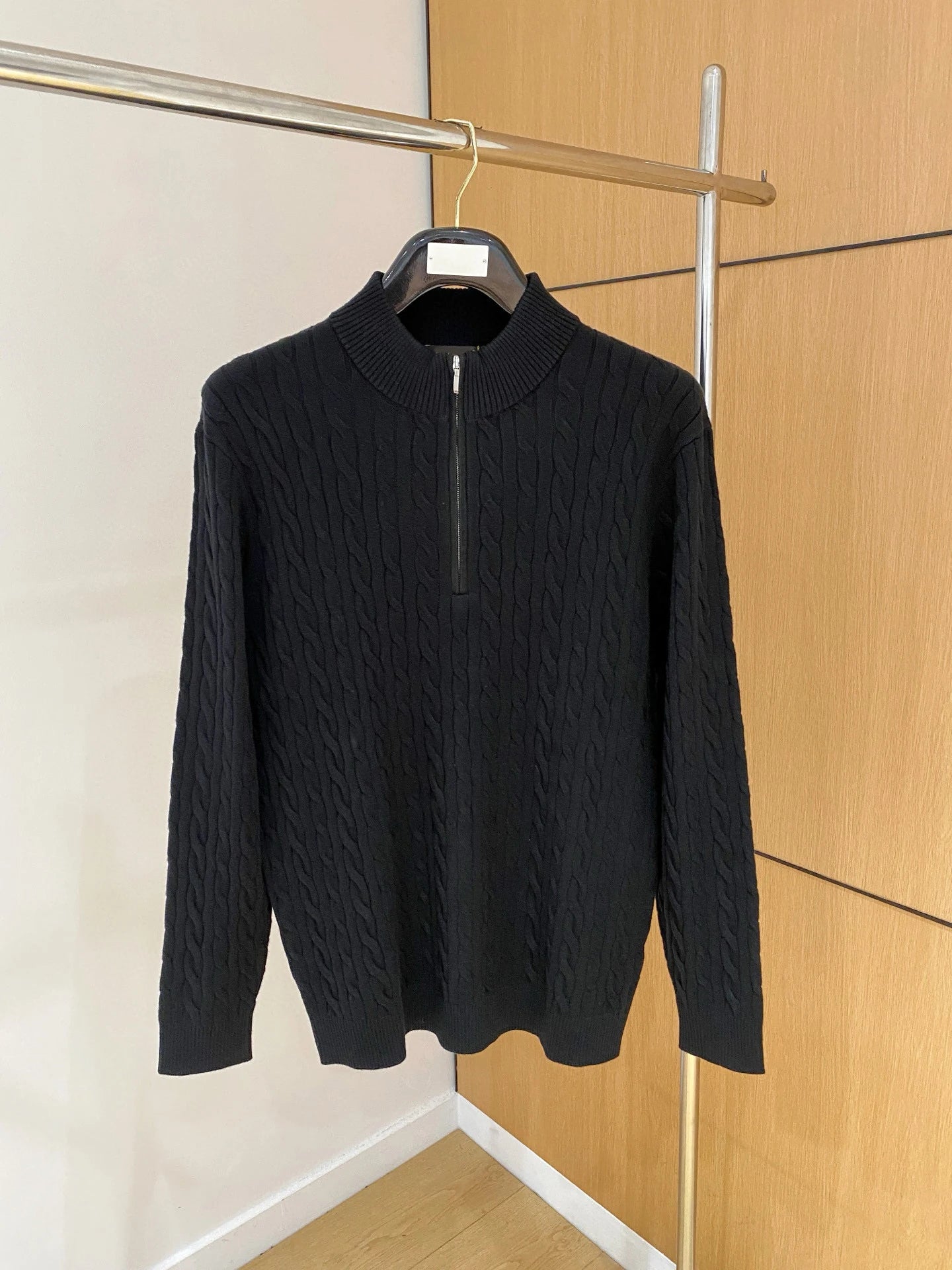 LP Italian Half Turtleneck Zip Knitted Sweater Threaded Men's Sweater