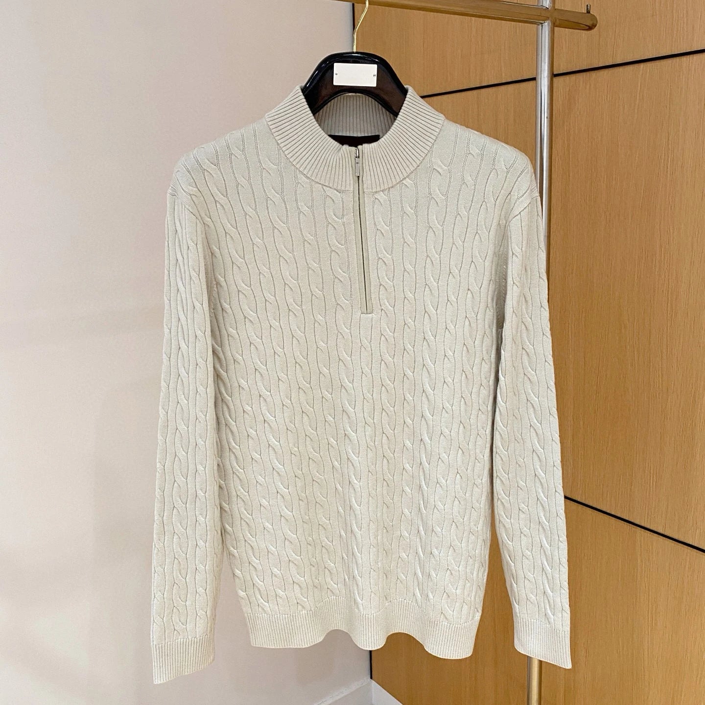 LP Italian Half Turtleneck Zip Knitted Sweater Threaded Men's Sweater