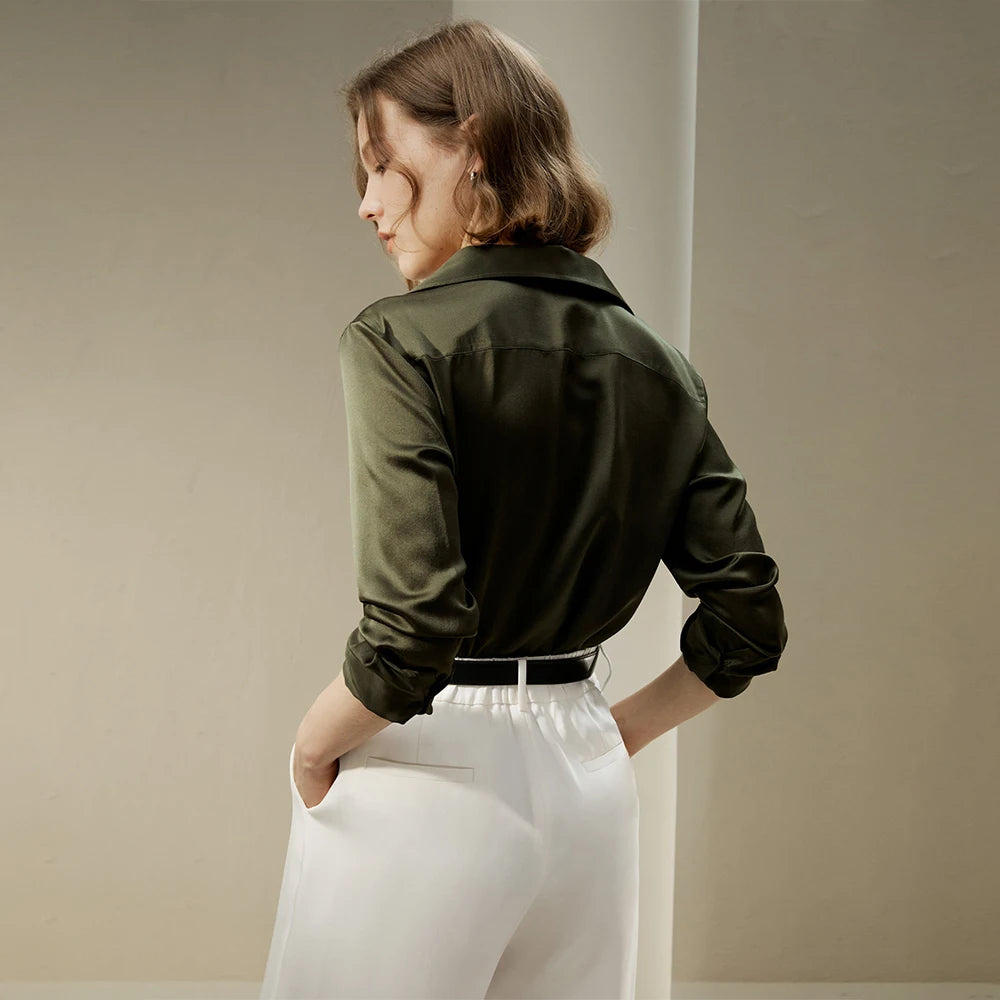 LILYSILK Women's Silk Shirt Ladies Tailored Stand Collar Basic Top Classic Style for Everyday Wear