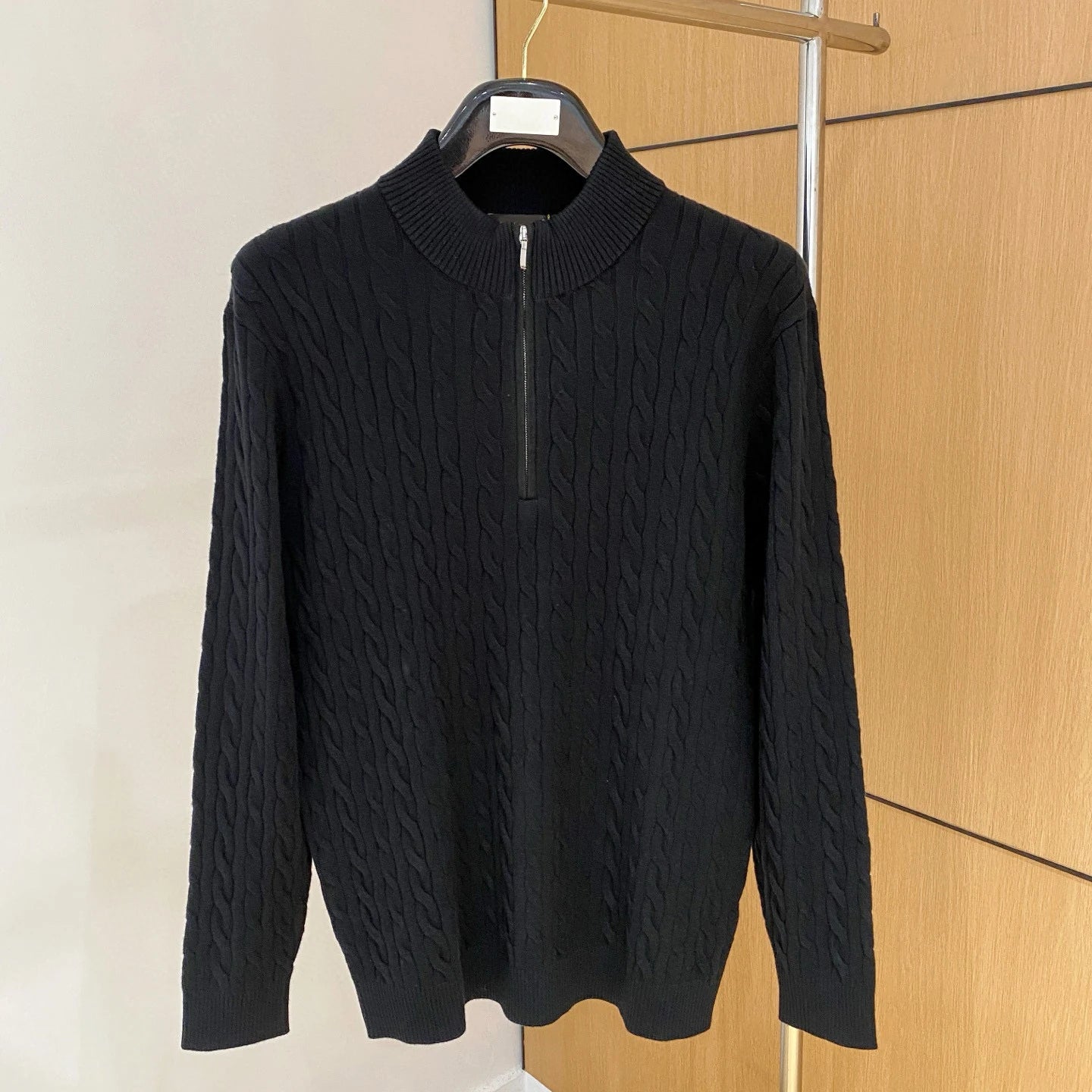 LP Italian Half Turtleneck Zip Knitted Sweater Threaded Men's Sweater