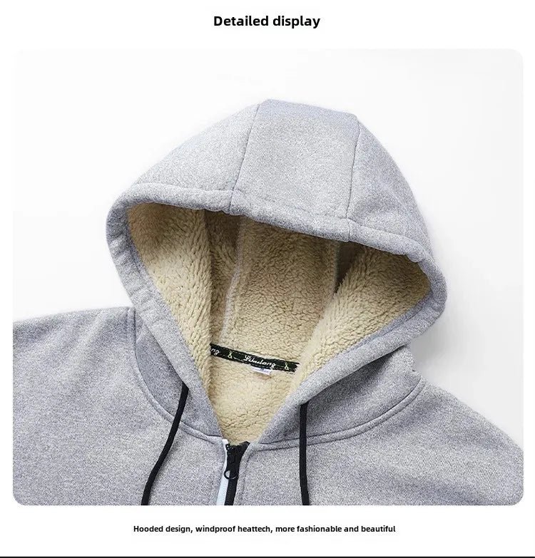 2024 Autumn/Winter New Thickened Sheep Velvet Jacket Hooded Casual Cardigan European Style Loose Fit S-3X Pelage Extérieur