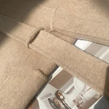 2024 Luxury Loose  Autumn Winter Fox Fur Collar Hooded Wool Cashmere Coat Women's Mid-length Woolen Jacket Outerwear Streetwear