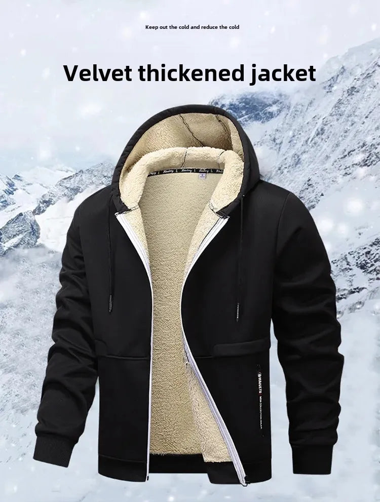 2024 Autumn/Winter New Thickened Sheep Velvet Jacket Hooded Casual Cardigan European Style Loose Fit S-3X Pelage Extérieur